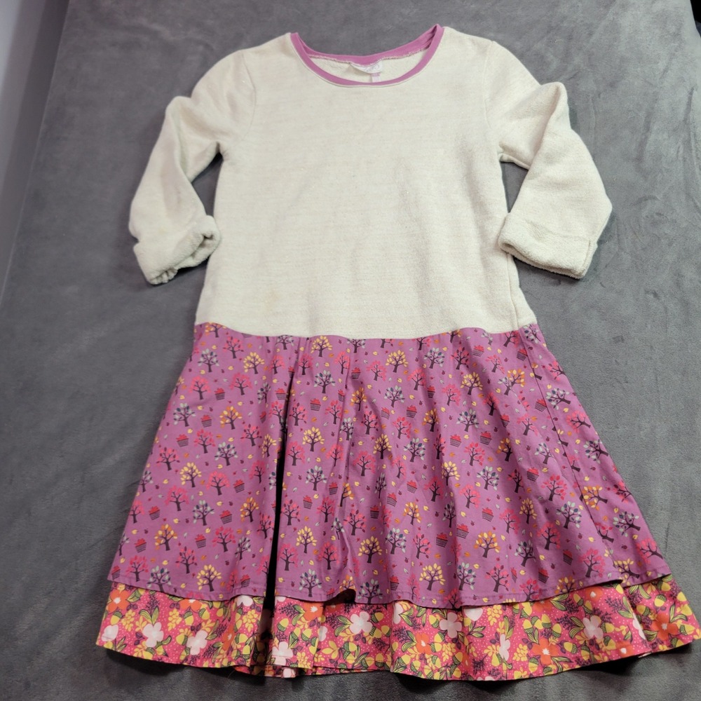 Matilda Jane 435 Girls Size 12 Dress Long Sleeve Tree Floral Tiered Mixed Media